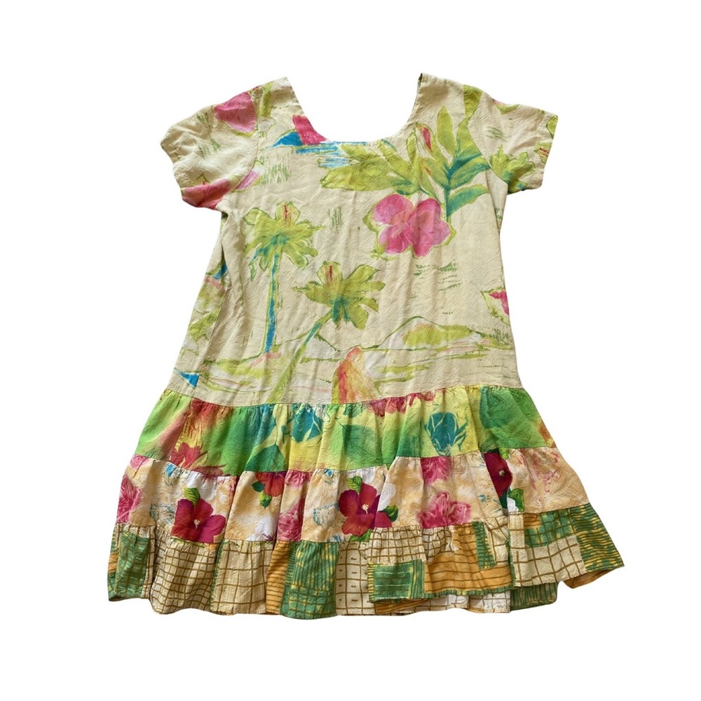 Vintage Jams World Hattie Ruffle Dress Floral Hawaiian Boho Short Sleeve Size XL - Picture 9 of 11